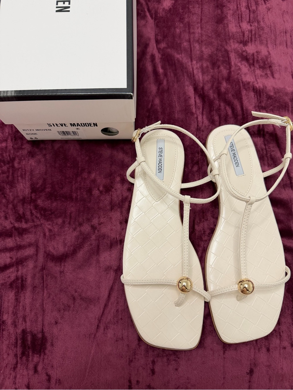 Steve Madden Ritzy Woven Bone Sandals